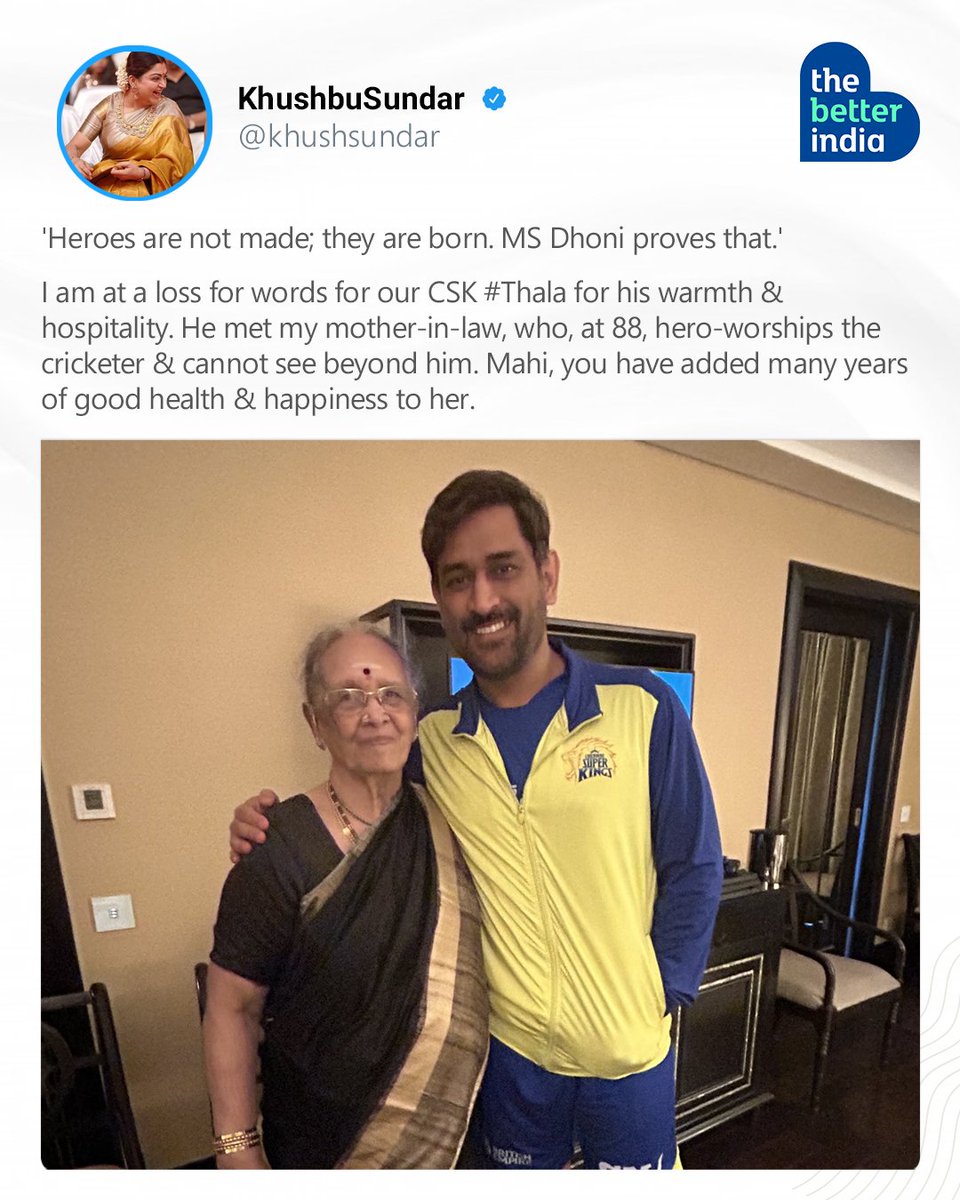 thebetterindia's tweet photo. "Greatness is staying humble when the world calls you great!"
#MSDhoni is one such man -- humble, kind & loved by people at every age and stage of life.
#Kindness #Dhoni #FanWorld https://t.co/SRRZ31PTHF