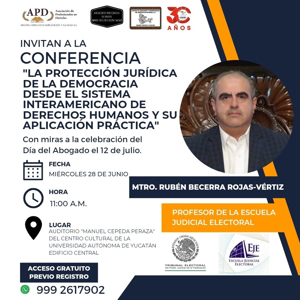 TEPJF_EJE's tweet photo. #AgendaEJE

La próxima semana nuestro profesor @RubenBecerraRV participa en la conferencia “La protección jurídica de la democracia desde el sistema interamericano de derechos humanos y su aplicación práctica”.

🔵 28 de junio, 11:00 h https://t.co/vOYHe0sQKy