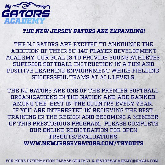 Registration link:
newjerseygators.com/tryouts