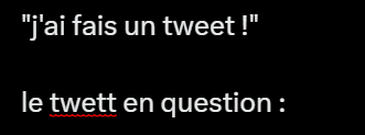 yoshi0range's tweet photo. "j'ai fais un tweet !"

le twett en question : https://t.co/DC7anGF08f