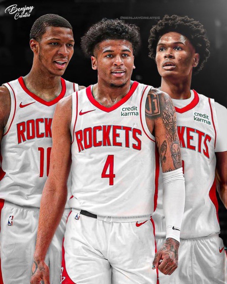 2021 - #2 overall pick: Jalen Green
2022 - #3 overall pick: Jabari Smith
2023 - #4 overall pick: Amen Thompson

Your Houston #Rockets top pick core.