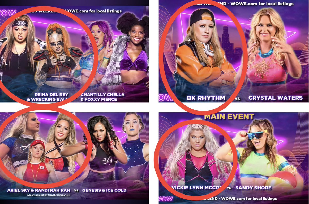 I went 2-2 in my @wowsuperheroes last week. Can I go 4-0 this week? 
Here are my picks:

@WreckingBallWOW & @WOW_ReinaDelRey 

@bkrhythm_wow 

Team Spirit Squad @ArielSky_WOW & @randirahrah_wow w/ @coachcampanelli 

And of course, #TeamPink’s @vickielynnmccoy 

#WomensWrestling