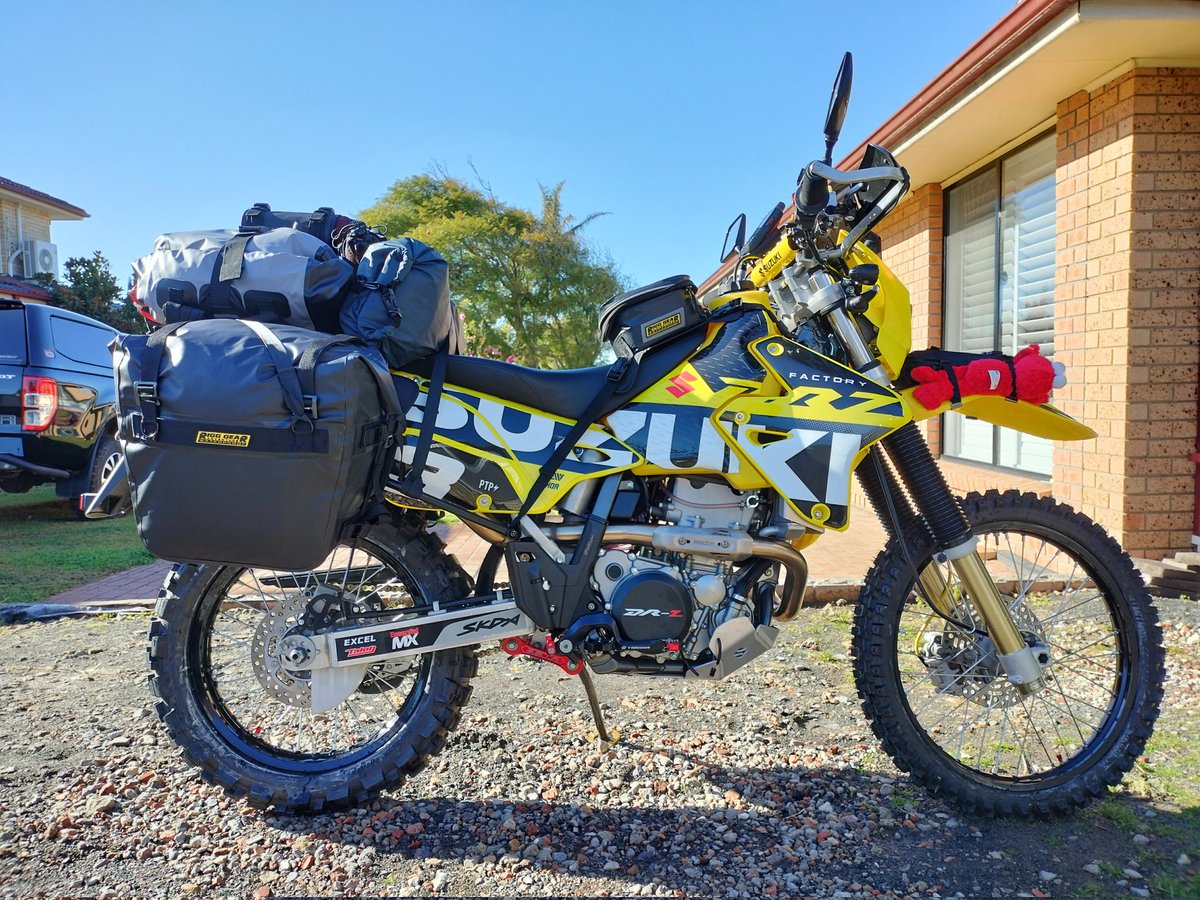 pisstakeco's tweet photo. Suzuki DRZ Special Enduro Limited Edition. @SuzukiAus
Enduro setup for riding Sydney to Cape York.
#Suzuki #DRZ400E #SDSELE #CapeYork #Enduro #Motorcycle #NelsonRigg #Polisport #Acerbis #Ballards #SKDA #Elmo #Garmin #GoPro https://t.co/uVTP3v6D88