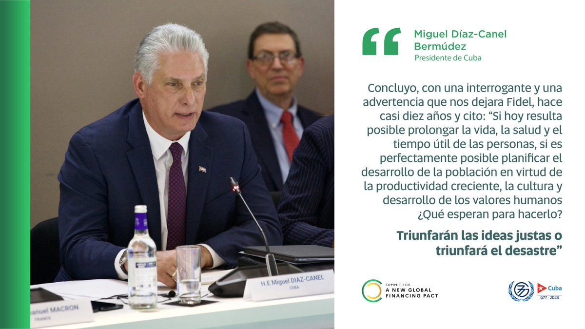 #CubaMined destaca intervención de <a href="/DiazCanelB/">Miguel Díaz-Canel Bermúdez</a> en Cumbre para un #NuevoPactoFinanciero Global: