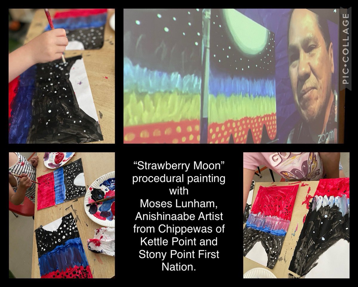 Several classes at Riverside enjoyed painting “Strawberry Moon” with Moses Lunham online.  Mrs. Gallacher’s kindergarten class did an amazing job, don’t you think?! #ramsrock