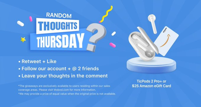 Mobvoi_Official's tweet photo. #RandomThoughtsThursday #Giveaway
Can you hear it? It's the rhythm of #WorldMusicDay!

👉Share the song you've been playing on loop lately! The one that makes your heart beat to its rhythm! 🎵 🌍

🎁: One winner for a #TicPods or #Amazon #giftcards 
#Android #music #Spotify https://t.co/Ga1j5SaMPL
