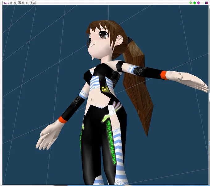 3DCGでのキャラクターモデリングは片側面を作る事で鏡像化するので、完全に左右シンメトリーになる。実際には描いていない反対側を消したり出したりを繰り返しながら作っていくと、自然と答え合わせになるので、脳内方眼紙の歪み矯正になる。これで酷かった歪みが少し改善されたよ 