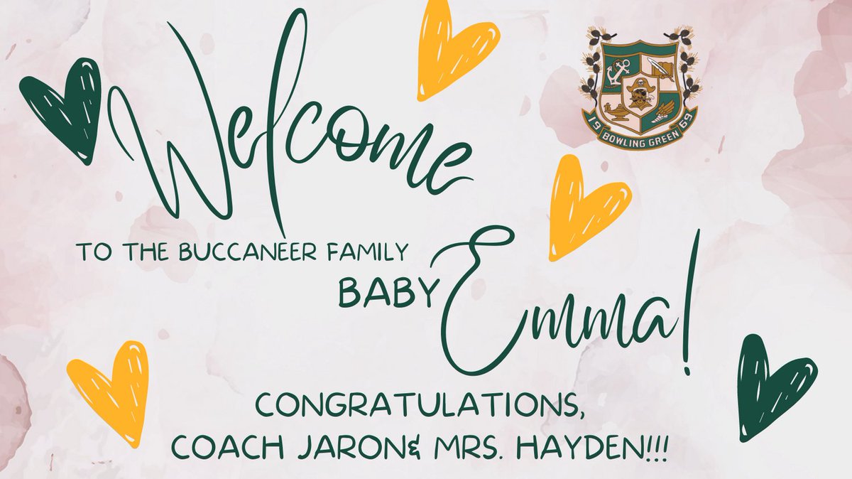 Coach Jaron &amp; Mrs. Hayden have busy days ahead as they welcomed baby Emma today! #buccaneerfamily