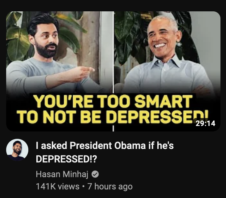 we dont take mental health seriously in this country and I'm glad Obama's talking about it

a lot of people don't know he actually took a leave of absence during his presidency to get treatment for clinical depression, google "obama kunduz hospital 2015"