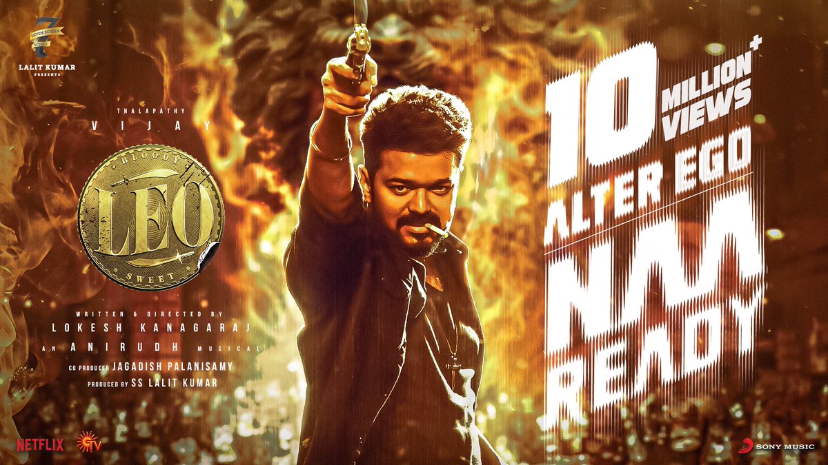 Seven Screen Studio (@7screenstudio) on Twitter photo Kondaadi Kolutharom di 🔥
10M 💥
#NaaReady lyric video ▶️ youtu.be/szvt1vD0Uug
#Thalapathy <a href="/actorvijay/">Vijay</a> sir <a href="/Dir_Lokesh/">Lokesh Kanagaraj</a> <a href="/anirudhofficial/">Anirudh Ravichander</a> <a href="/Jagadishbliss/">Jagadish</a> <a href="/trishtrashers/">Trish</a> <a href="/duttsanjay/">Sanjay Dutt</a> <a href="/akarjunofficial/">Arjun</a> <a href="/immasterdinesh/">Dinesh choreographer</a> <a href="/VishnuEdavan1/">Vishnu Edavan</a> <a href="/AsalKolaar/">வசந்தகுமார்</a> <a href="/SonyMusicSouth/">Sony Music South India</a> #LEO Kondaadi Kolutharom di 🔥
10M 💥
#NaaReady lyric video ▶️ youtu.be/szvt1vD0Uug
#Thalapathy <a href="/actorvijay/">Vijay</a> sir <a href="/Dir_Lokesh/">Lokesh Kanagaraj</a> <a href="/anirudhofficial/">Anirudh Ravichander</a> <a href="/Jagadishbliss/">Jagadish</a> <a href="/trishtrashers/">Trish</a> <a href="/duttsanjay/">Sanjay Dutt</a> <a href="/akarjunofficial/">Arjun</a> <a href="/immasterdinesh/">Dinesh choreographer</a> <a href="/VishnuEdavan1/">Vishnu Edavan</a> <a href="/AsalKolaar/">வசந்தகுமார்</a> <a href="/SonyMusicSouth/">Sony Music South India</a> #LEO