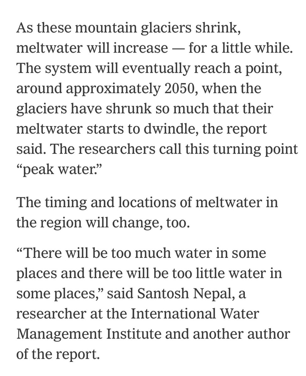 SantoshNepal_'s tweet photo. My quote on @nytimes: As climate change intensifies &amp; disrupts the hydrological cycle:

“There will be too much water in some places and there will be too little water in some places,” said Santosh Nepal, a researcher @IWMI_ #ClimateCrisis @icimod #HIWISE
https://t.co/G2Yn0BHdx1 https://t.co/dOeWG14bkh