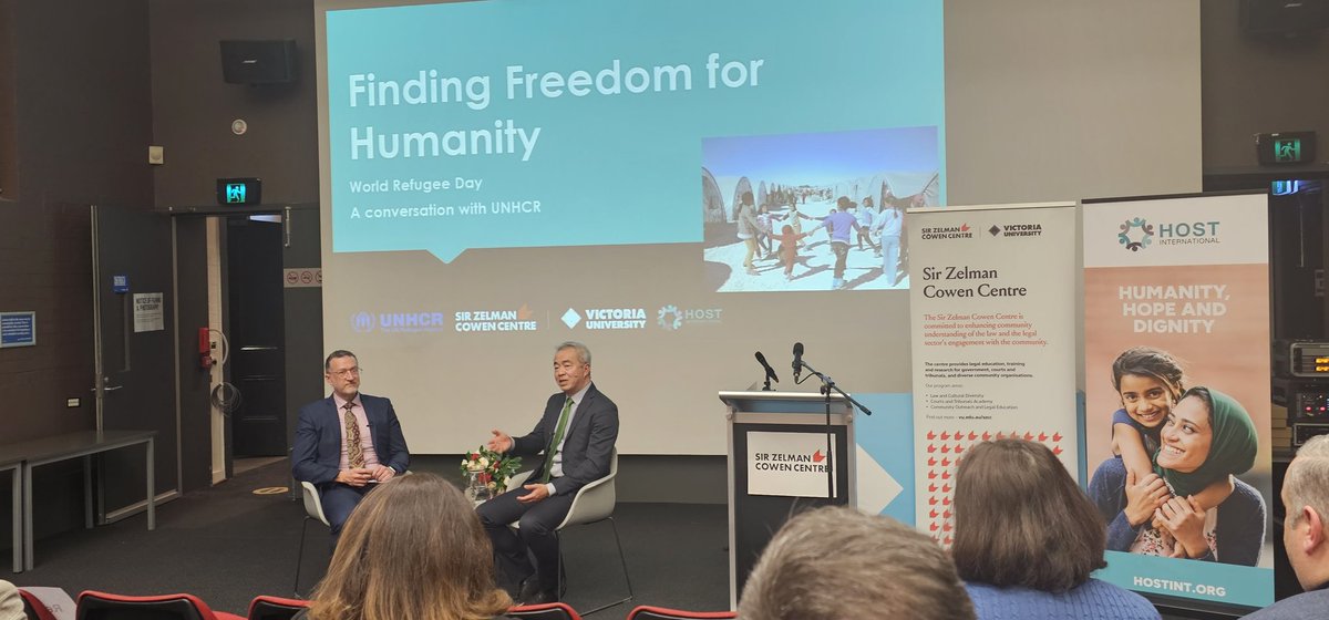 Insightful session last night,hearing from Mr Nai Jit Lam <a href="/naijit/">Naijit Lam</a>, Deputy Regional Rep of UNHCR in Canberra, hosted by <a href="/CowenCentre/">Sir Zelman Cowen Ctr</a> &amp; <a href="/HOSTintl/">HOST International</a>, discussing practical steps on advocating for refugee rights &amp; supporting their integration #RefugeeWeek #WorldRefugeeDay #RefugeeRights