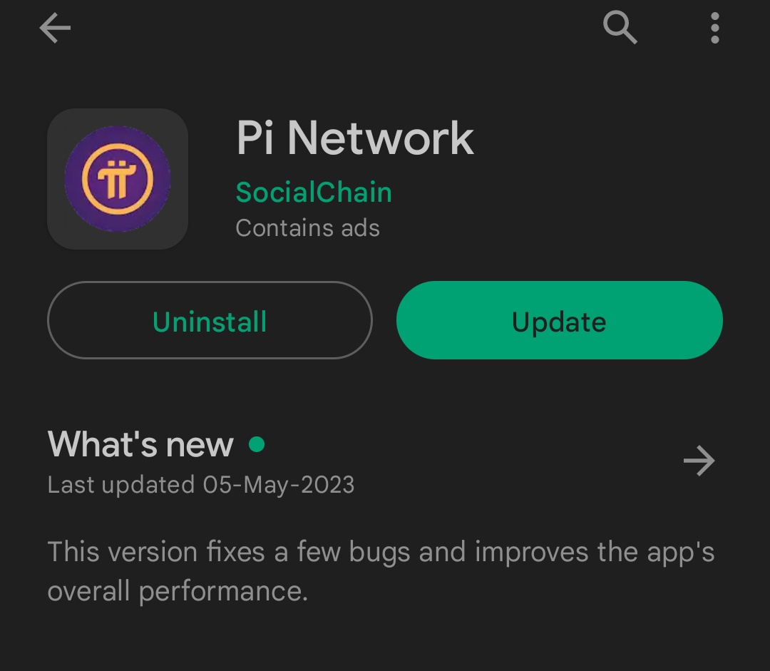 Don't Forget #PiNetwork App prompts some updates, now you can go to Google Play Store and search ' $Pi Network' to update.

The updated version is now v1.35.1（74/W）

#Pi2Day #PiNetworkLive #piday #PiNetwork2023 #pinetworknews #PiPayments #Picoins #Giveaway #AirdropCrypto #btc