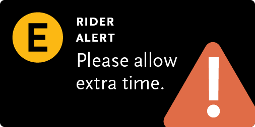 E LINE: Trains SKIP Soto Station due to police activity. Bus shuttles requested, follow announcements.