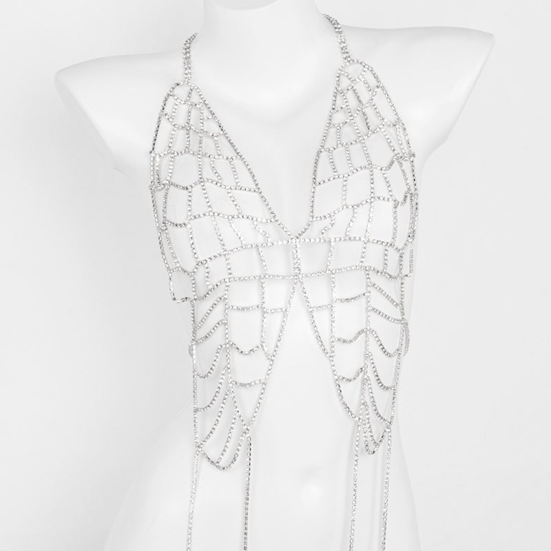 joey_suen's tweet image. Hollow Rhinestone Butterfly Halter Top #bodychain