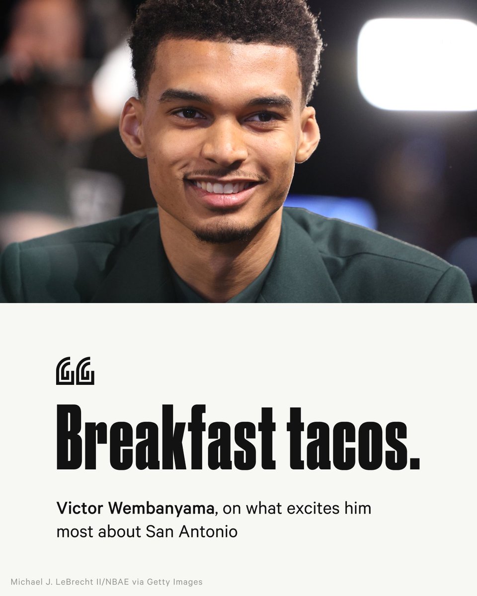 TheAthletic's tweet photo. The real reason Victor Wembanyama is looking forward to San Antonio?

🌮🌮🌮 https://t.co/IwtZtuquZz