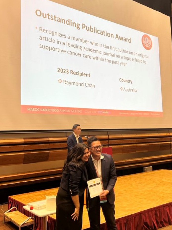 FlindersCFI's tweet photo. We are very pleased to share that our Director, @rayychan has been awarded the Outstanding Publication Award 2023 by the Multinational Association for Supportive Care in Cancer (MASCC) @CancerCareMASCC #MASCC23 #CFImpact #CaringFutures https://t.co/vaFCCo5sa2