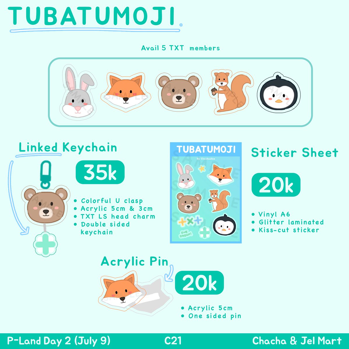 chachadise's tweet image. ✨P-LAND v2 CATALOG✨

Yuk mampir ke C21 di P-Land day 2!😆

Fandom:
- Treasure
- TXT
- Pokemon

Ada freebies limited buat moa &amp;amp; teume yg beruntung!💚

Share are very appreciated🫶🏻
See you at Pland!

#PLANDvol2 #PLANDVol2_Fanshop #PLANDVol2_FanshopCatalog #Treasure #TXT #Pokemon