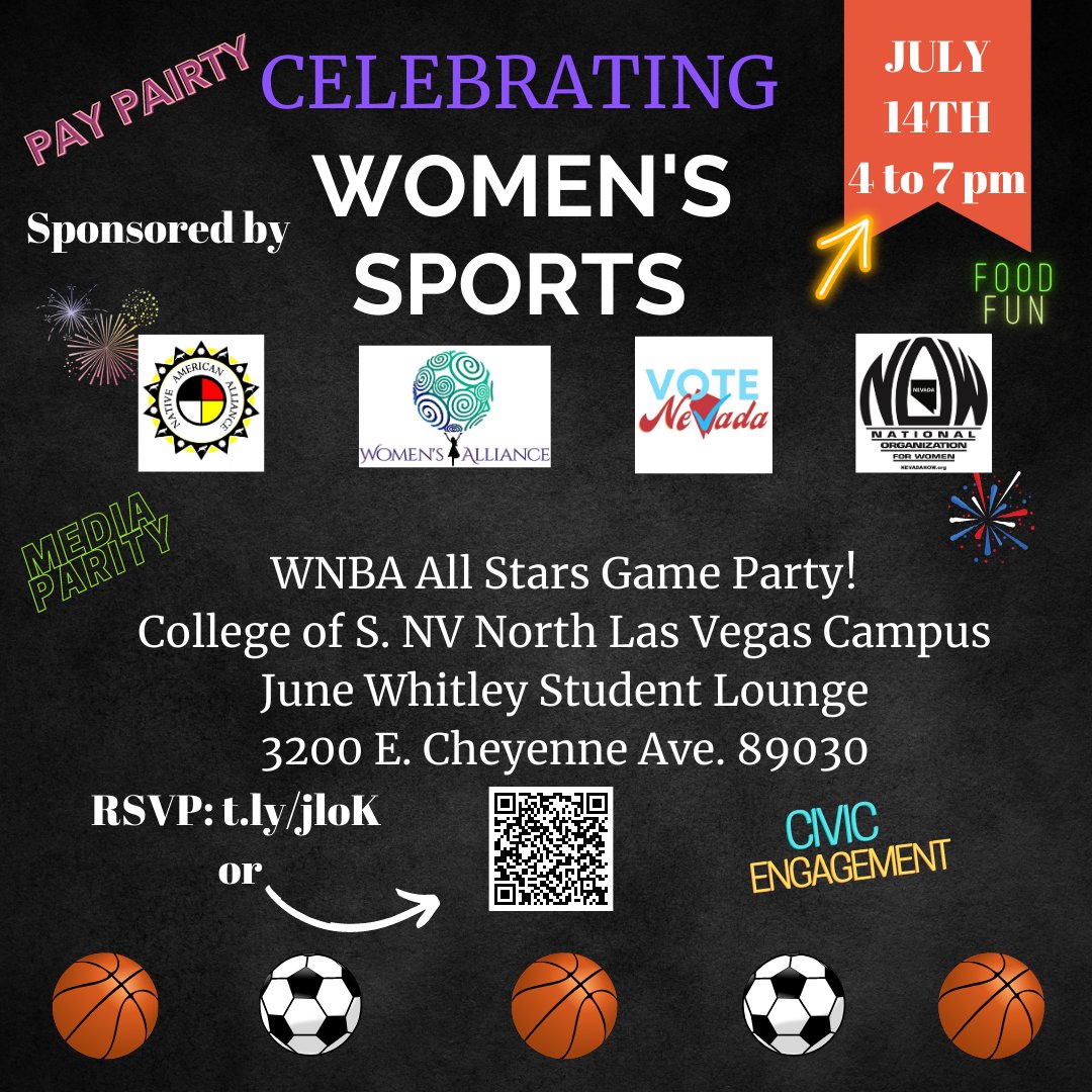 The WNBA is hosting the All Stars Game in Vegas on July 15th, so let's celebrate women's sports on July 14th at the CSN North Las Vegas Campus. Ya'll know I'm going to talk about civics too~~ RSVP today! #WomensSports @VoteNevada21 #SummerCivics