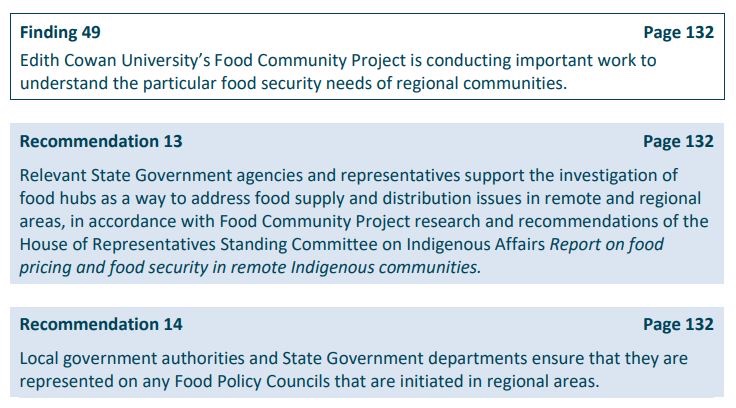 Congrats @CCYPWA Joint Standing Committee for Inquiry into food insecurity for children and young people. We were pleased to see 7 of our submission rec’s reflected in 14 final report rec’s and our Food Community work specifically mentioned several times. parliament.wa.gov.au/Parliament/com…