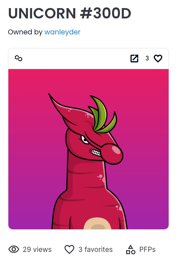 Unicorn_ID_NFT's tweet photo. 🦄 UNICORNID SECONDARY MARKET 🦄
🦄 : UNICORN #300D
🤵 : @oddtoysnft
💸 : 4 $Matic
⭐⭐ : UNCOMMON
🛍️ : Buy this nft, free 1 Futurizen Unicorn nft 🎁
🔗 : https://t.co/uzQJpdznXY
#NFT #VERTICALNFT #NFTCommunity https://t.co/q5cU1n1wyx