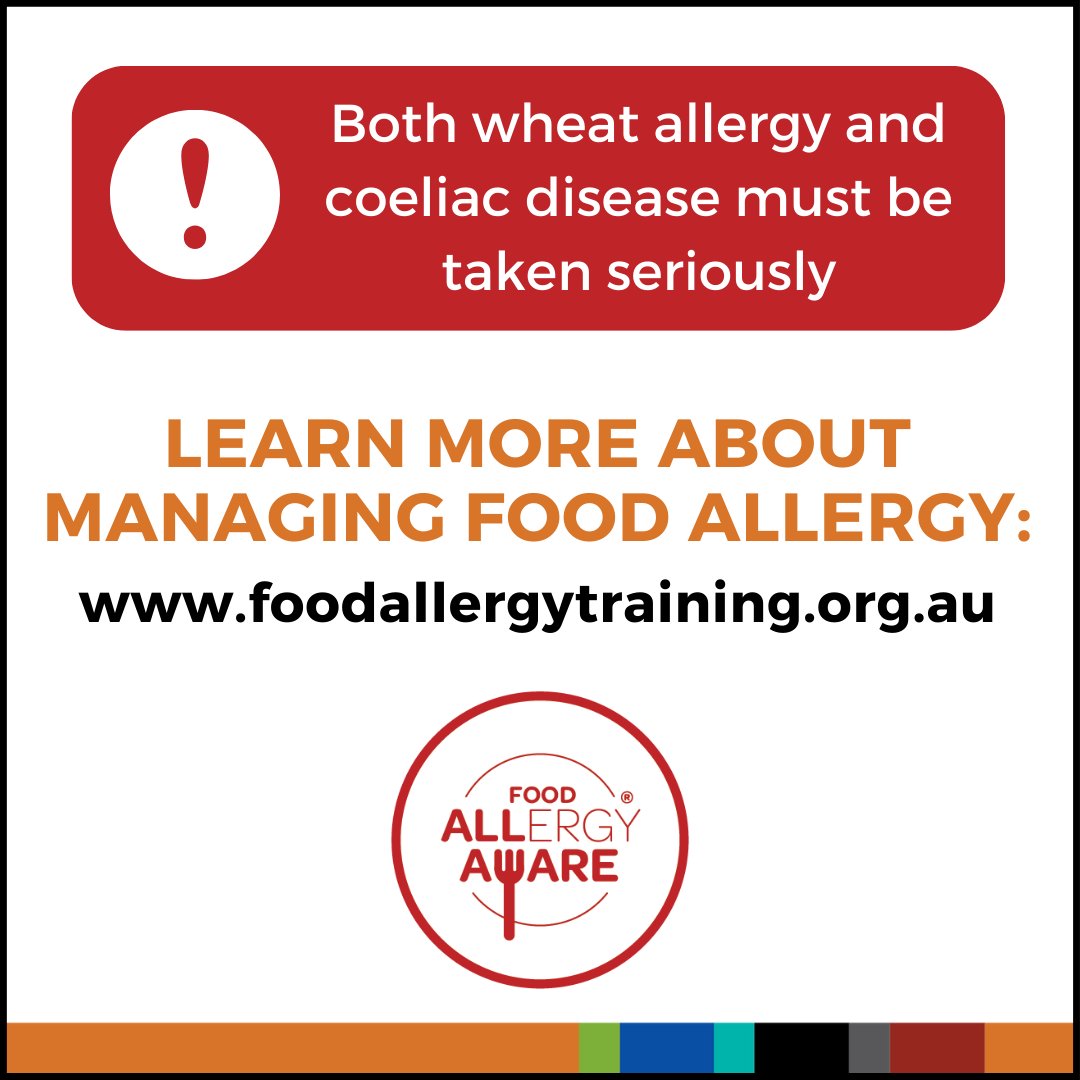 Did you know that wheat allergy and coeliac disease are different? To find out more complete an All about Allergens course and get your certificate today: ow.ly/WmaB50OJKZN

#Hospitality #FoodService #Schools #Childcare #Hospitals #AgedCare #Camp #AllergyAwareness