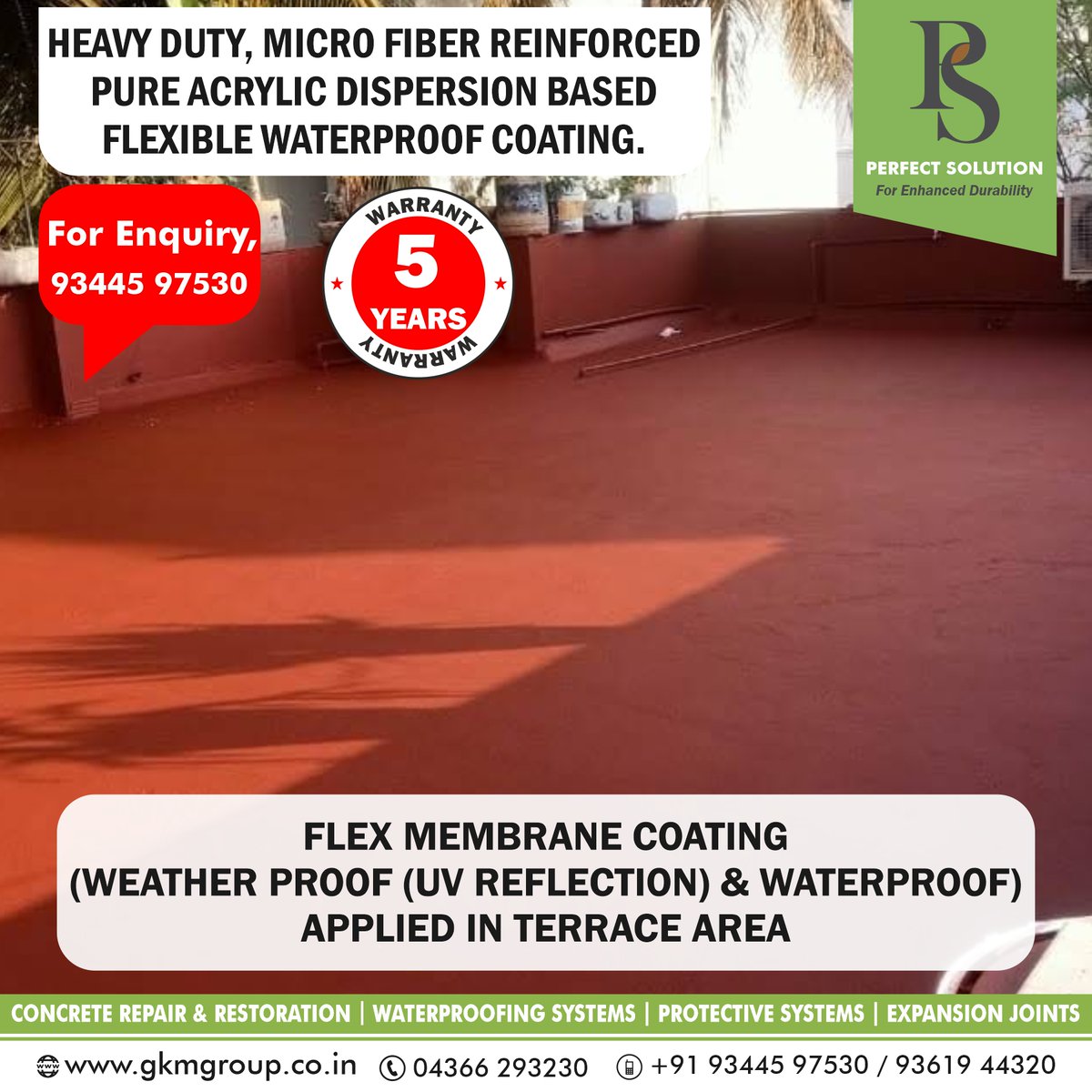 psconchem's tweet photo. Flex membrane waterproofing coating applied in Terrace Area.

#UVResistance #antifungal #waterresistant #acidproof #glossyfinish #waterproofing #waterproofingsolutions #waterproofingmembrane #perfectsolution https://t.co/Vmw3Mkpx56