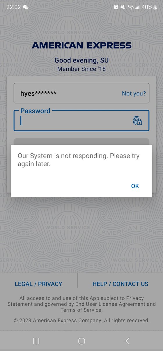 ladymcqueen0628's tweet photo. @AskAmex Any tech issues for your android app?i can't log in,stuck on the page https://t.co/z5dSPJYEr0