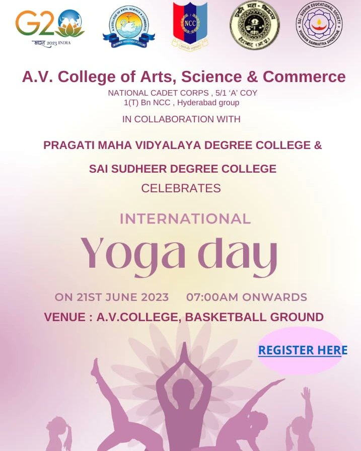 avcollegencc's tweet photo. Celebrated international day of yoga at A.V. College of Arts Science & Commerce in Collaboration with Pragati Maha vidyalaya & Sai Sudhir Degree colleges
#avcollege #avcollegencc #ncc #nationalcadetcorps https://t.co/pr1s91M2bv