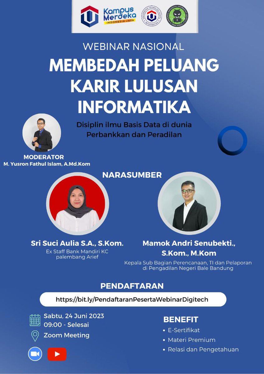 Yang lagi nyari info WEBINAR SEPUTAR INFORMATIKA boleh ikutan ke sini ya, GRATIS! Daftar ke bit.ly/PendaftaranPes…