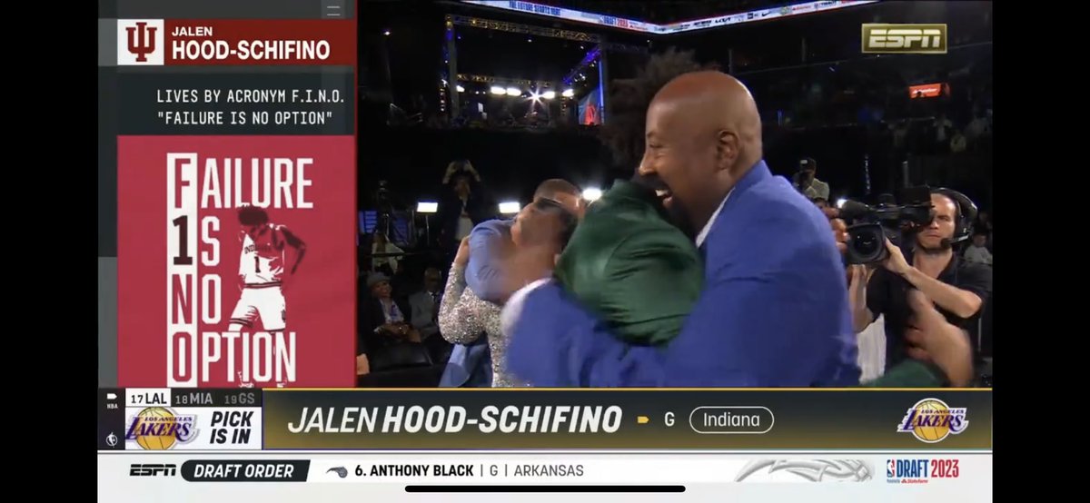 I'd say Mike Woodson is pretty happy for Jalen Hood-Schifino, IU's first draft pick since 2019. #iubb