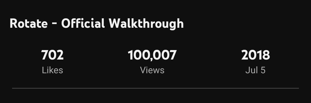 The Rotate walkthrough just hit 100000 views! 😱