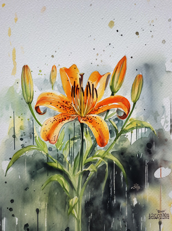 bofrank's tweet photo. Another tiger lily watercolor #Liliumlancifolium #lily #tigerlily #sketchbook #watercolour https://t.co/vgYCMe8EJl