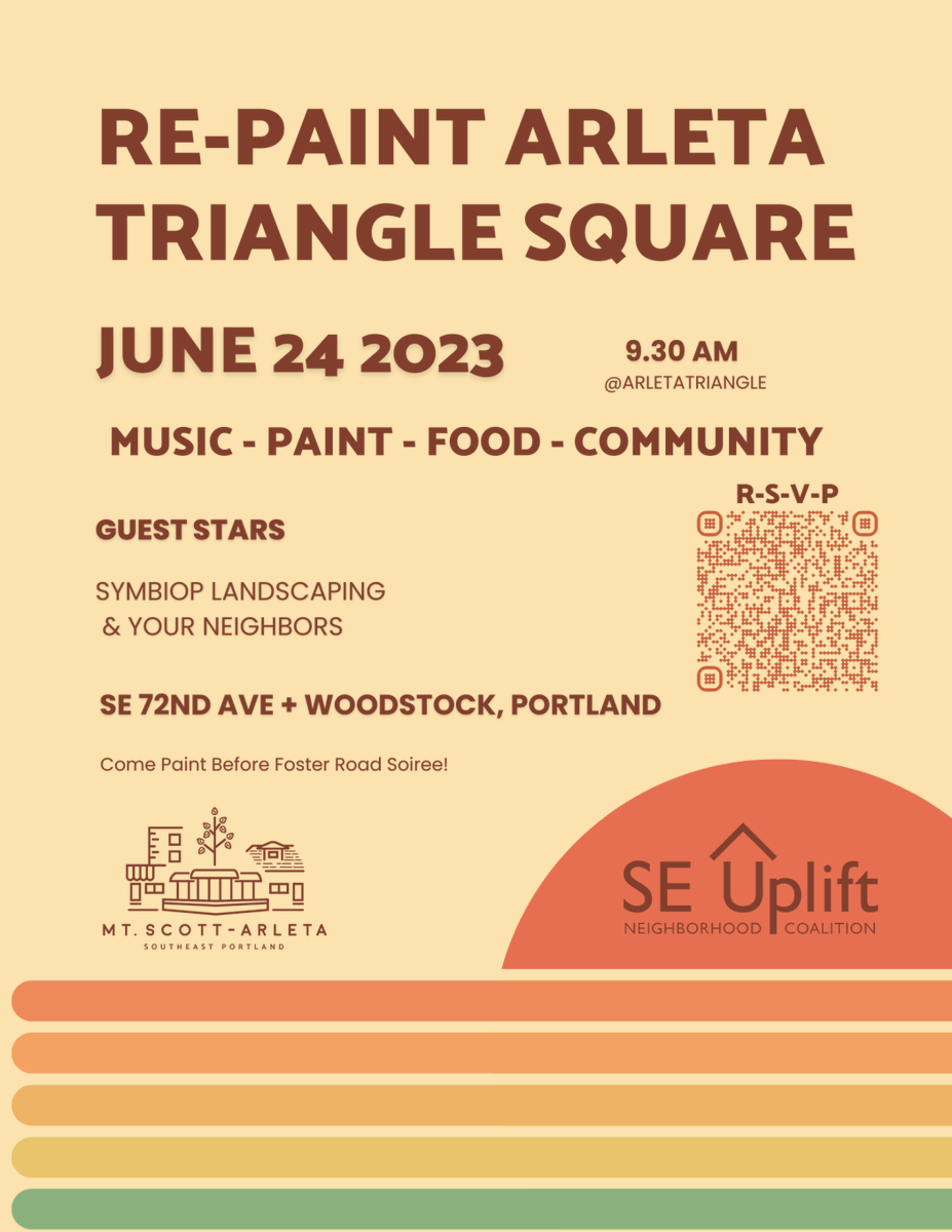 Come paint with your neighbors this Saturday, June 24th. We will be painting the stage and adding a fresh coat toArleta Triangle Square! We provide all the paint supplies and tools, as well as food and drink. Dress appropriately for paint.
A big thank you to the City for support.