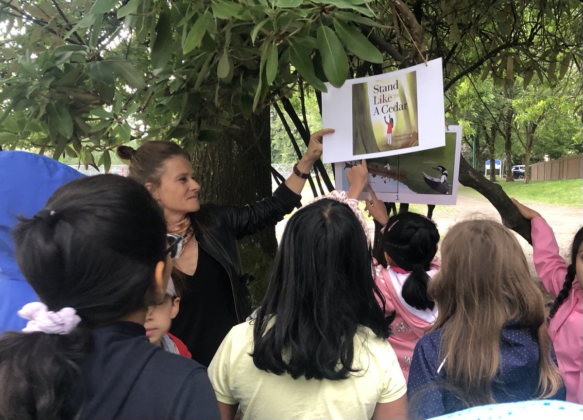 MiriamTratt's tweet photo. My students and I loved our #outdoorclassroom @SD41marlborough for #NationalIndigeousPeoplesDay. Thank you @mmedare for creating the Story Walk of the wonderful #picturebook STAND LIKE A CEDAR from
@NicolaCampbel20 &amp; @NUMINOUS_1 From @PortageMainPres. https://t.co/vHaDSj13u0