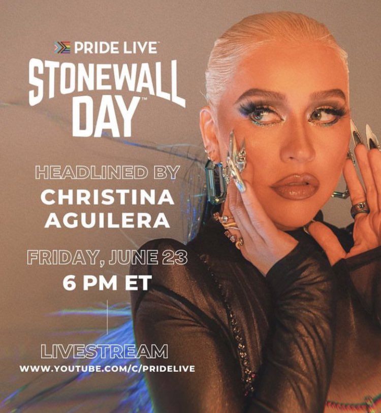 Christina Aguilera @xtina ’s performance for @REALPRIDELIVE #StonewallDay2023 will be streamed LIVE tomorrow on @YouTube. 🏳️‍🌈

Stay Tune ⬇️⬇️⬇️
youtube.com/pridelive

5:00pm Col 🇨🇴
