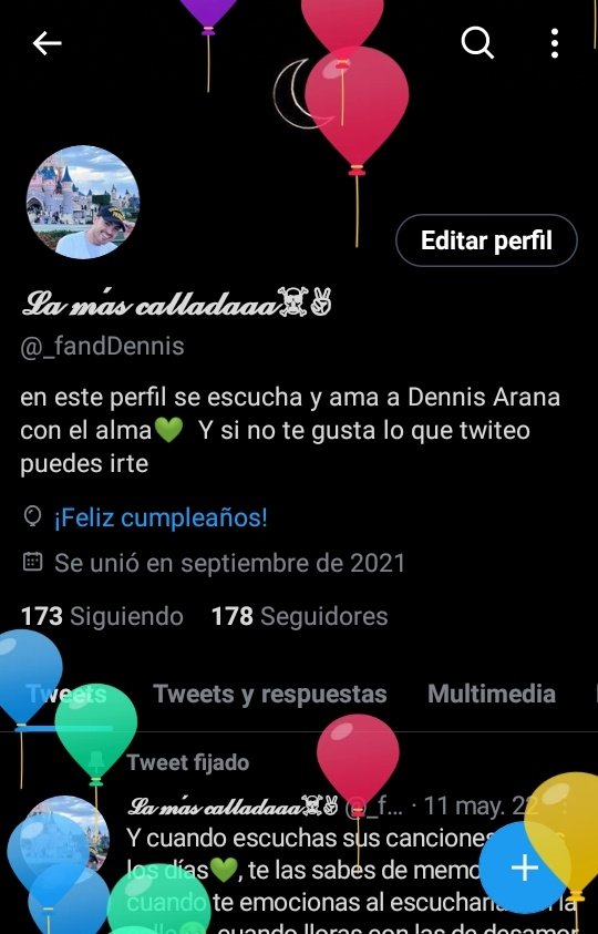 Y será que esta vez mi fav💚 me felicitará👀o tendré que esperar  otro año👀 jsksj pero wen, estoy feliz de tenerlo en mi vida 😭✨

♡ <a href="/_DennisArana/">Dennis Arana</a> ♡