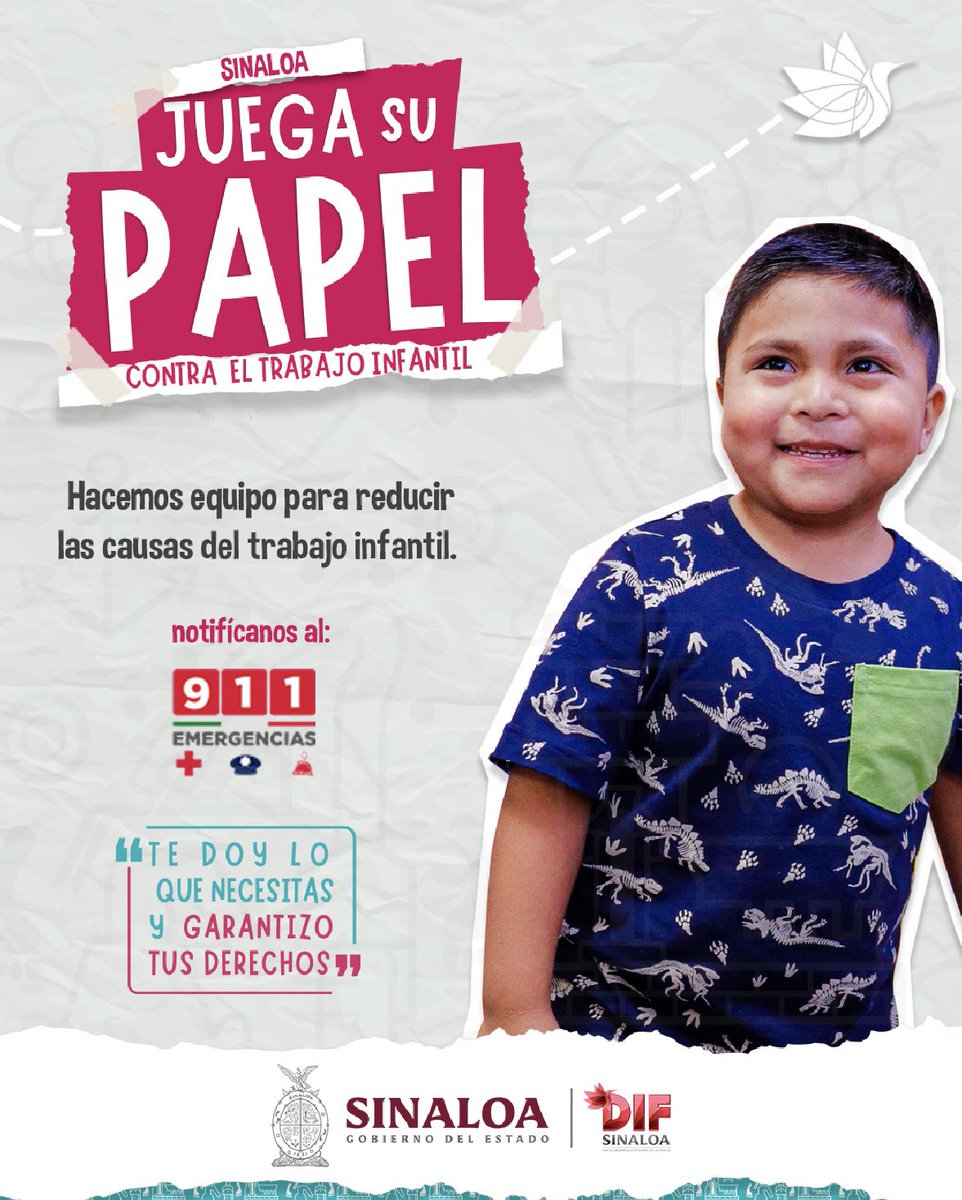 <a href="/ViviRsantana/">La Vivis</a> En contra del trabajo infantil todos debemos de jugar nuestro papel, los exhortamos a llamar al 911 e informar el lugar donde se encuentran trabajando niñas, niños y adolescentes, un equipo multidisciplinario acudirá atender.