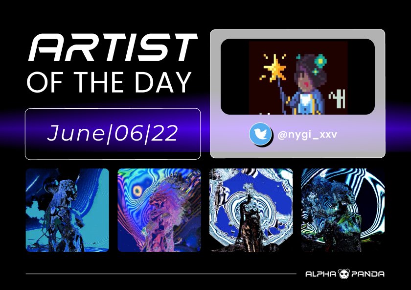 ShillBotxyz's tweet photo. #AlphaPandaAOTD🖼️
Prepare to be amazed by the incredible talent of @nygi_xxv, the brilliant and multidisciplinary artist behind KIEYA! 
With skillful mastery of color palettes, @nygi_xxv breathes life into unique and deeply inspiring artworks. Their drop just start on 22/June, available on @wildxyz.
✨🎨 #NFTs #Art