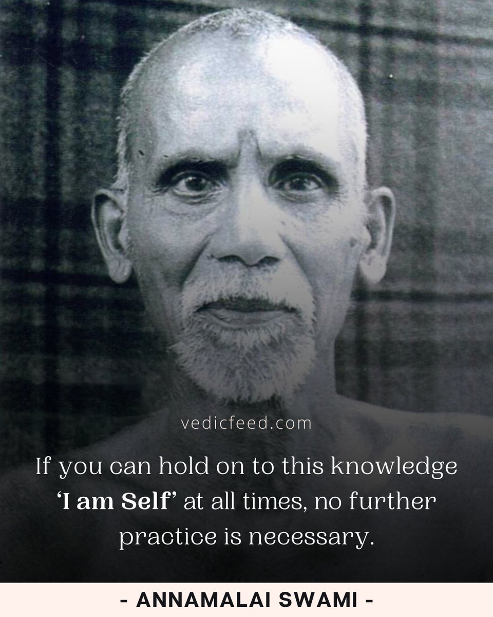 If you can hold on to this knowledge ‘I am Self’ at all times, no further practice is necessary.

- Annamalai Swami

#selfrealization #selfinquiry