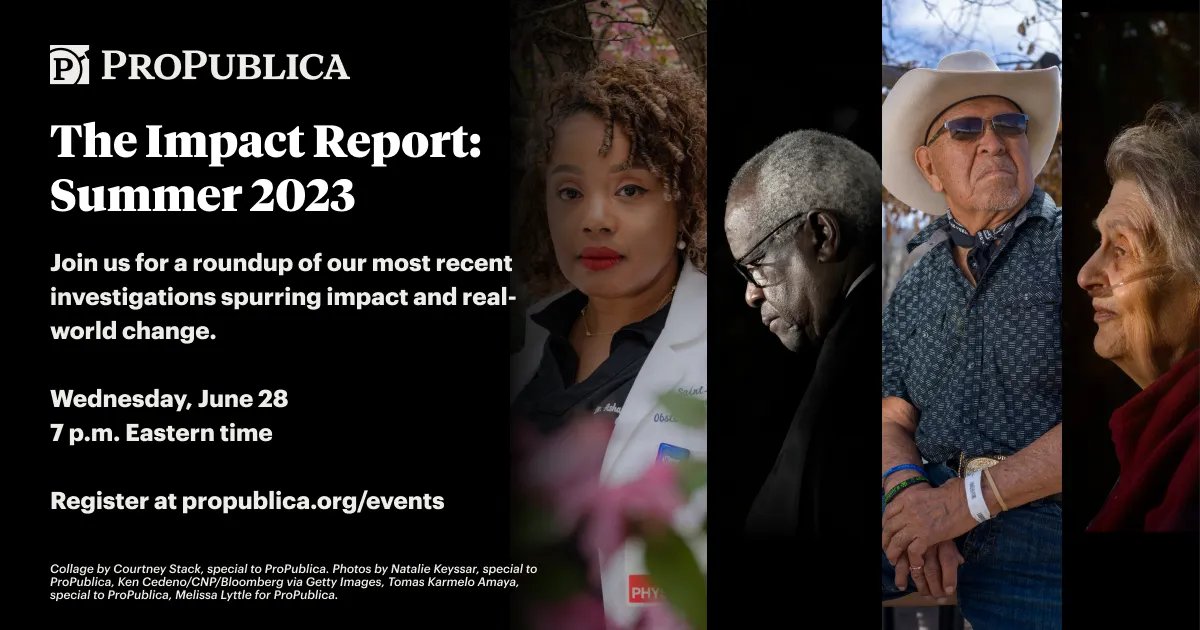 ProPublica investigations pave the way for new laws, reversals of harmful policies and accountability for local and national leaders. Next week, join our virtual event as we review our impact from the first few months of 2023. Register: propub.li/3Xgh7ji