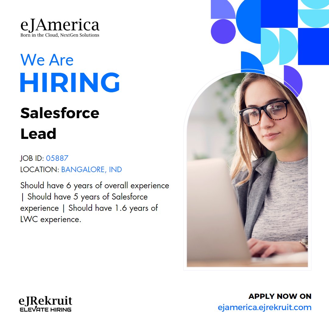 ejangar's tweet image. Apply Now - ow.ly/VoF450OVacO

Calling all Salesforce gurus! We&apos;re hiring a Lead Developer to lead our team to success. If you&apos;re ready to make an impact in the world of CRM, this job is for you. 

#salesforceguru #leaddeveloper #jobsearch #techcareer #ejrekruit #ejamerica
