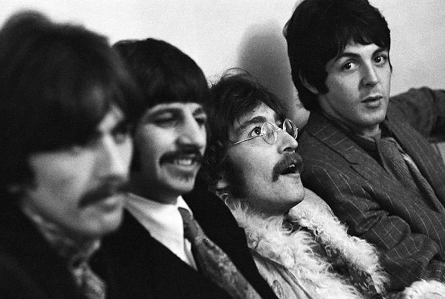 The Beatles at Brian Epstein's house in London during the launch party for The Beatles album 'Sgt. Pepper's Lonely Hearts Club Band', 1967. Photo by Barrie Wentzell.