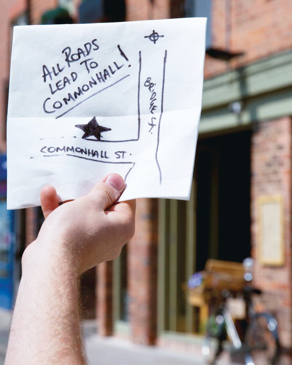 We brought in an expert cartographer to carefully chart how to find our esteemed establishment 🗺️ Unfortunately, he turned out to be too expensive. So here’s how to find us, scribbled on the back of a used napkin. #CommonhallSocial
