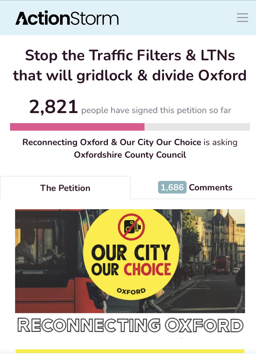 If you haven’t already please sign our petition. Aiming for 5K signatures! Link in bio.Thank you. #letsstopthis #divisive #discriminatory #oxford #oxfordshire #trafficfilters #stopltns #lowtrafficneighbourhoods #freedomforall #carownership #ourcityourchoice