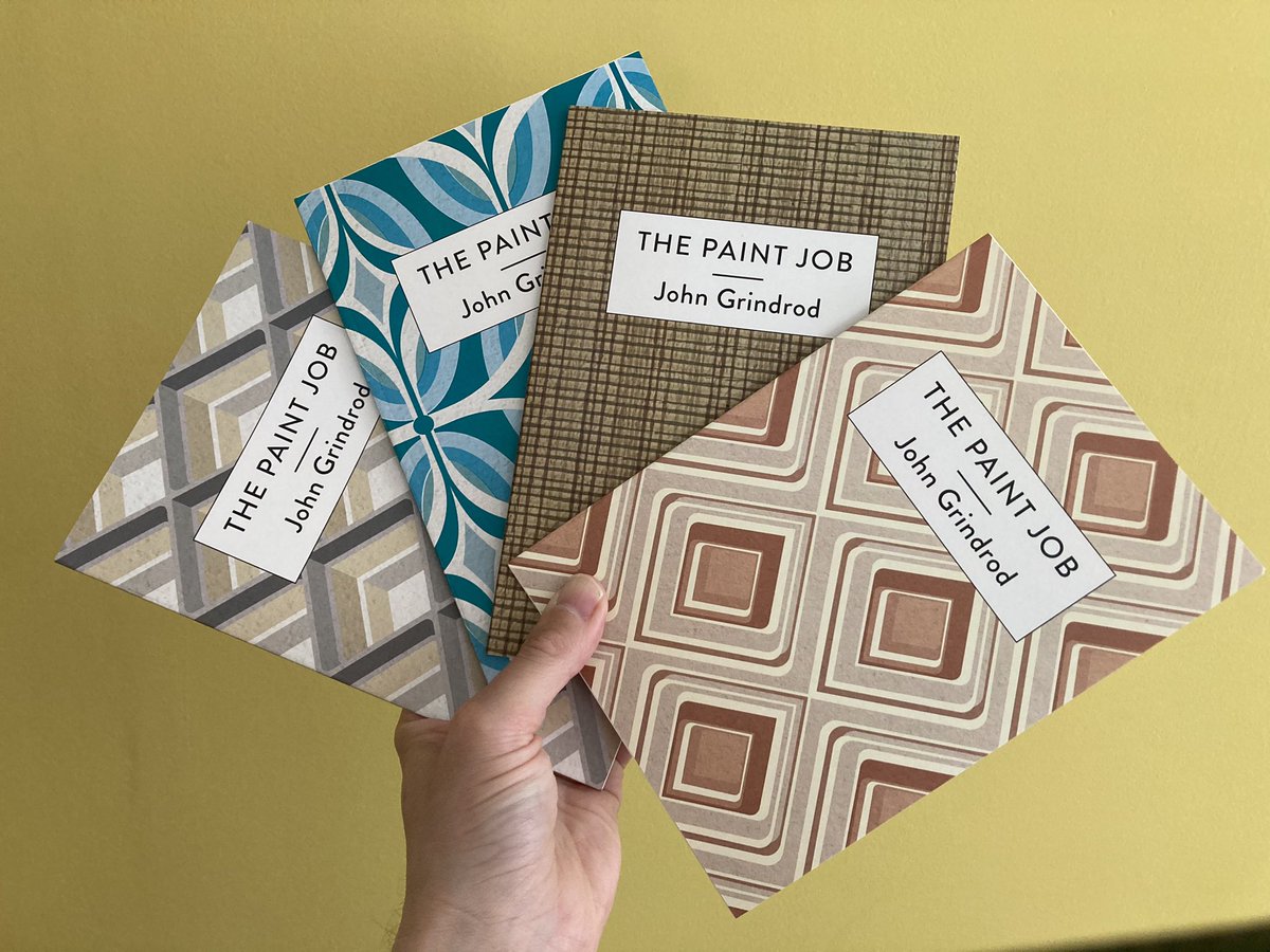 Grindrod's tweet photo. The Paint Job: now with added wallpaper… Have published this essay on my family’s adventures in decorating in the 1980s, available as a limited edition with 4 cover options designed by @depesando https://t.co/j6JGOsfD9A https://t.co/TNzWWbsiiZ