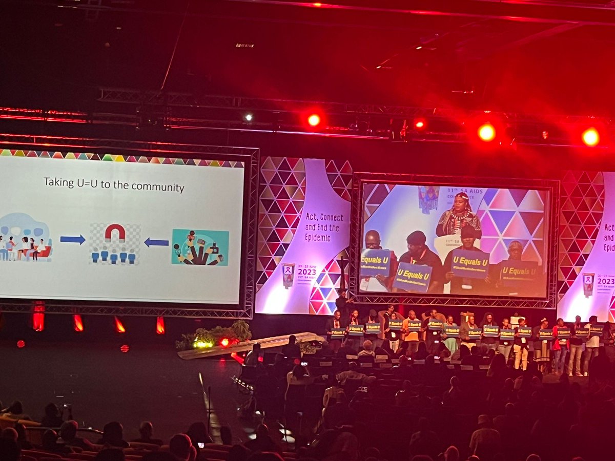 SAHIVSoc's tweet photo. #SAAIDS2023 Spreading the message of U=U to empower the community! Undetectable = Untransmittable is a highly effective #HIVprevention method. When someone living with #HIV is on ART and virally suppressed, HIV cannot be transmitted to their sexual partner/s #UequalsU @RHAPnews https://t.co/Ms7TLNrsCm