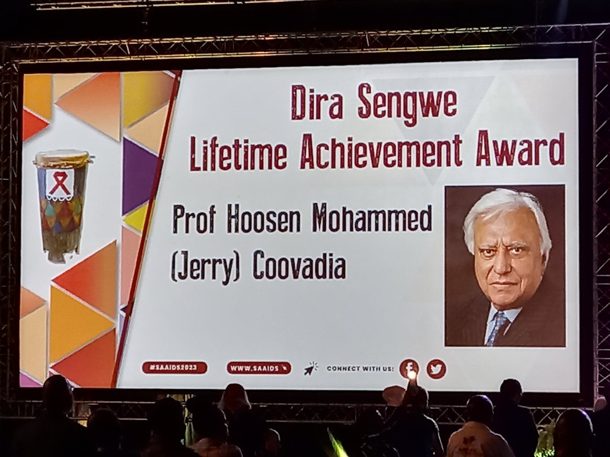 The closing plenary session is currently underway with Dr. Gustaaf Wolvaardt presenting the Dira Sengwe Lifetime Achievement Award (Prof.Hoosen Mohammed Coovadia) and the Dira Sengwe Emerging Leadership Award (Mr.Pinampi Maano).

Conratulations to both recipients!

#SAAIDS2023