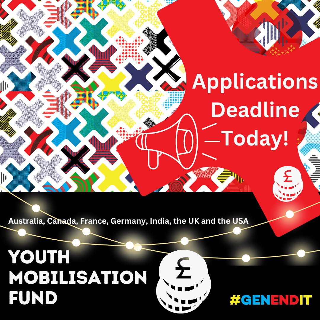 GenEndIt's tweet photo. Last day to apply!! Can't wait to hear from 💥you💥
Youth Mobilisation Fund for #GenEndIt
activists and change-makers in Australia, Canada, France, Germany, India, UK & USA. https://t.co/HuMxLx7x4O
Supported by @UNAIDS @UNAIDS_AP @RestlessDev @RestlessDevUK @RestlessDevUSA https://t.co/M0WnUrsayG