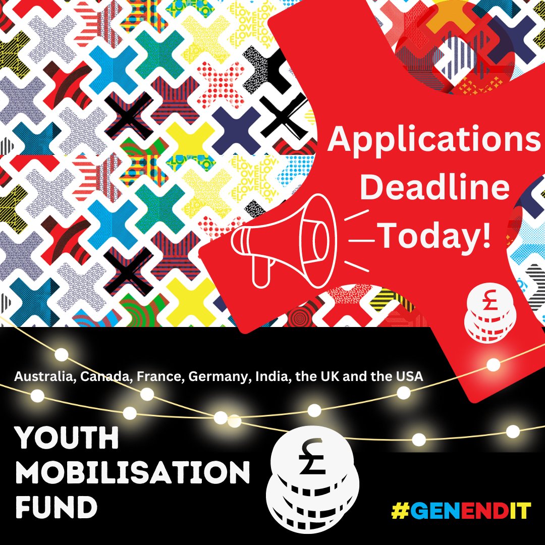 Last day to apply!! Can't wait to hear from 💥you💥 Youth Mobilisation Fund for #GenEndIt activists and change-makers in Australia, Canada, France, Germany, India, UK & USA. genendit.com/youth-mobilisa… Supported by @UNAIDS @UNAIDS_AP @RestlessDev @RestlessDevUK @RestlessDevUSA